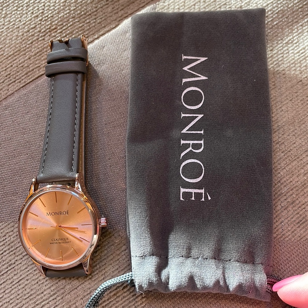 Monroe Watch - Classique in Sunburst Solerose Gray Leather Rose Gold